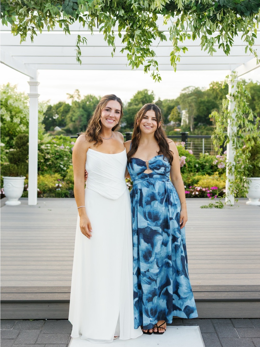 Strapless Blue Floral Maxi Dress - Picture 2 of 2